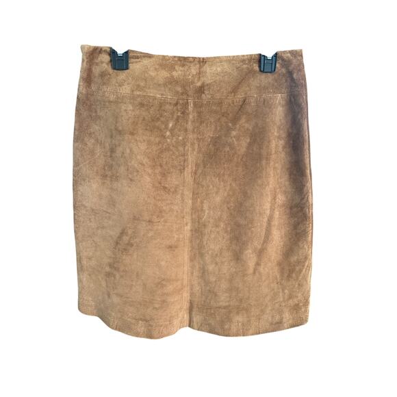 Vintage INC Suede A-Line Skirt Camel/Cognac – Size 10, Front Pleat - Picture 4 of 7